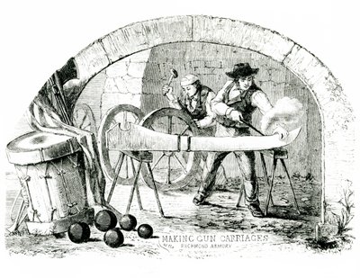 Making gun carriages by hand at the Richmond Armory, 1860s by American School